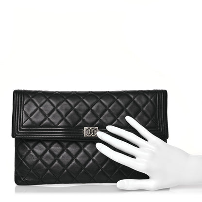 Chanel Lambskin Quilted Beauty CC Boy Clutch Black 2 of 11
