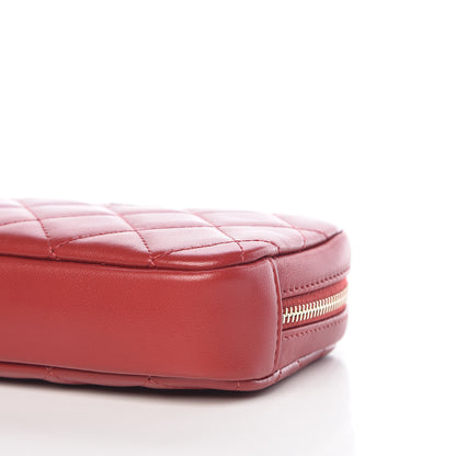 Chanel Lambskin Quilted Small Curvy Pouch Cosmetic Case Red 9 of 10