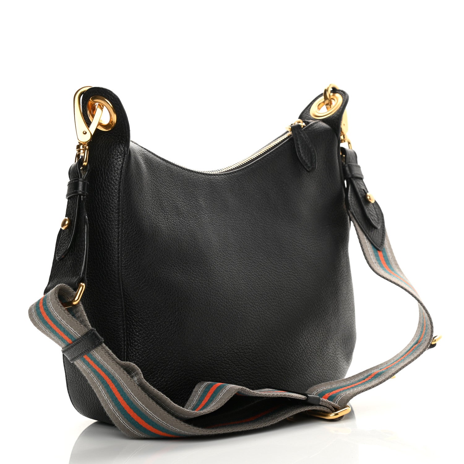 Prada Vitello Phenix Zippered Messenger Hobo Black 3 of 13