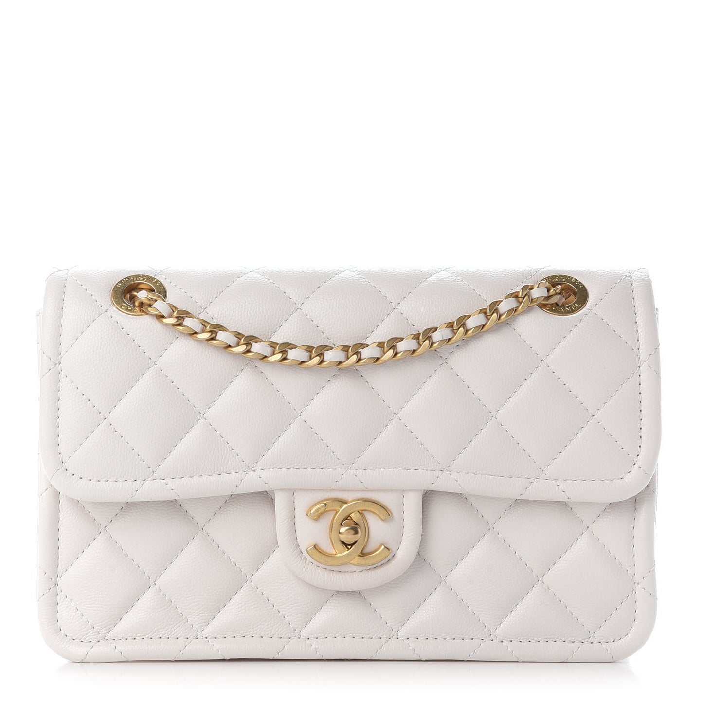 Caviar Quilted Medium Sweet Classic Flap White