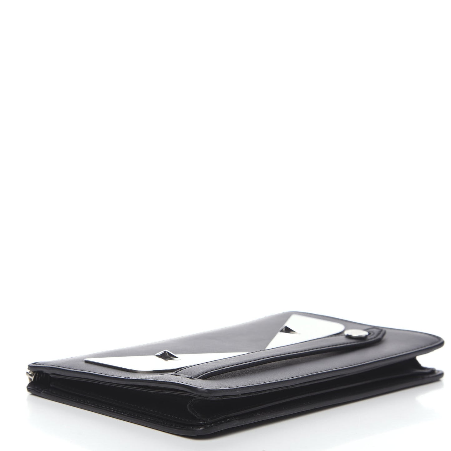Vitello Grace Metal Monster Eyes Slim Clutch Black