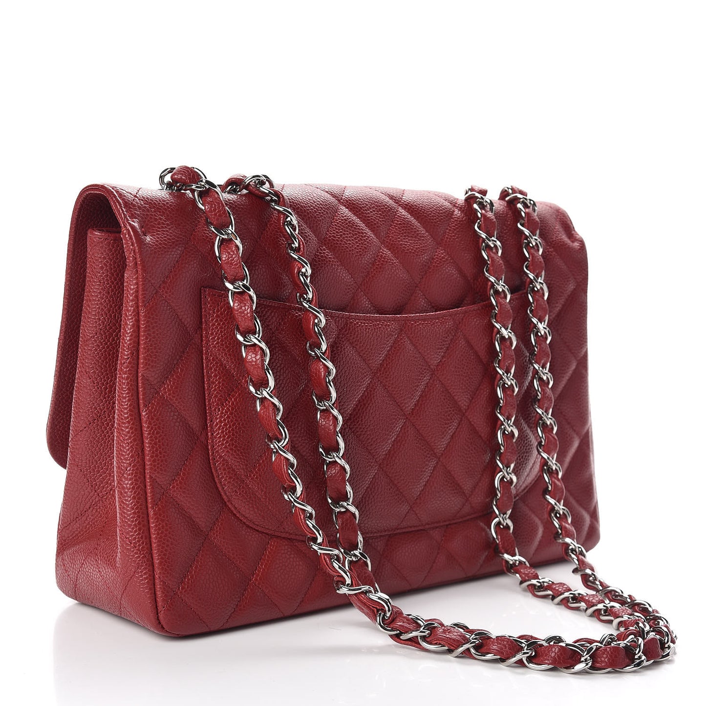 Caviar Quilted Jumbo Single Flap Red