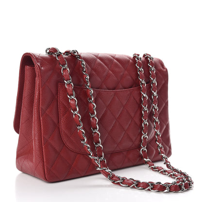 Chanel Caviar Quilted Jumbo Single Flap Red 3 of 12