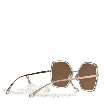 Chanel Butterfly Removable Pearl Chain Sunglasses 4262 Brown 4 of 8