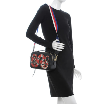 Gucci Grained Calfskin Sylvie Web Kingsnake Small Camera Bag Black Multicolor 2 of 8