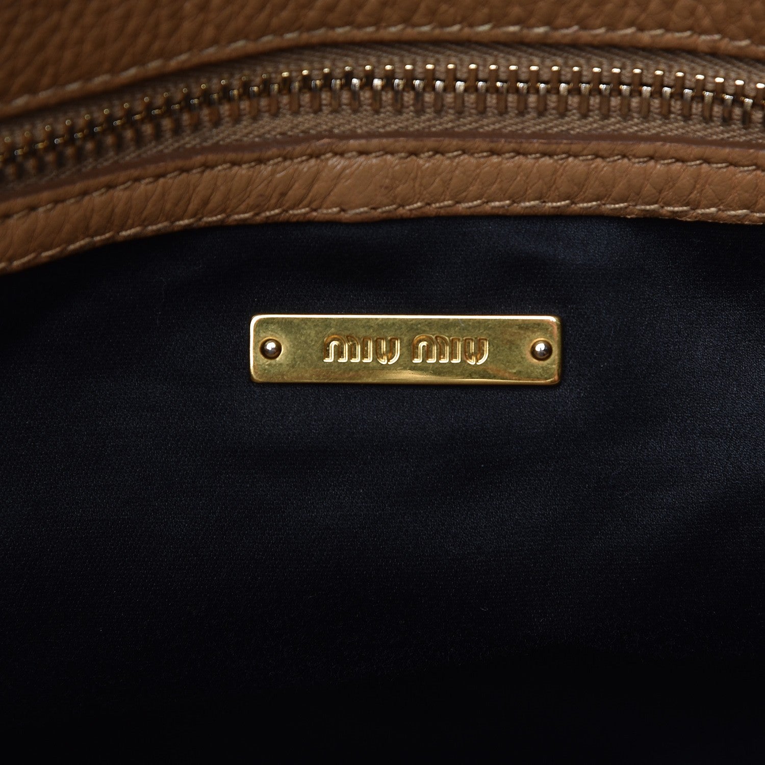 Miu Miu Vitello Daino Tote Nero Black Caramel 16 of 20