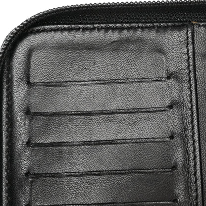 Chanel Lambskin Camellia Embossed Zip Around Organizer Wallet Black 12 of 16