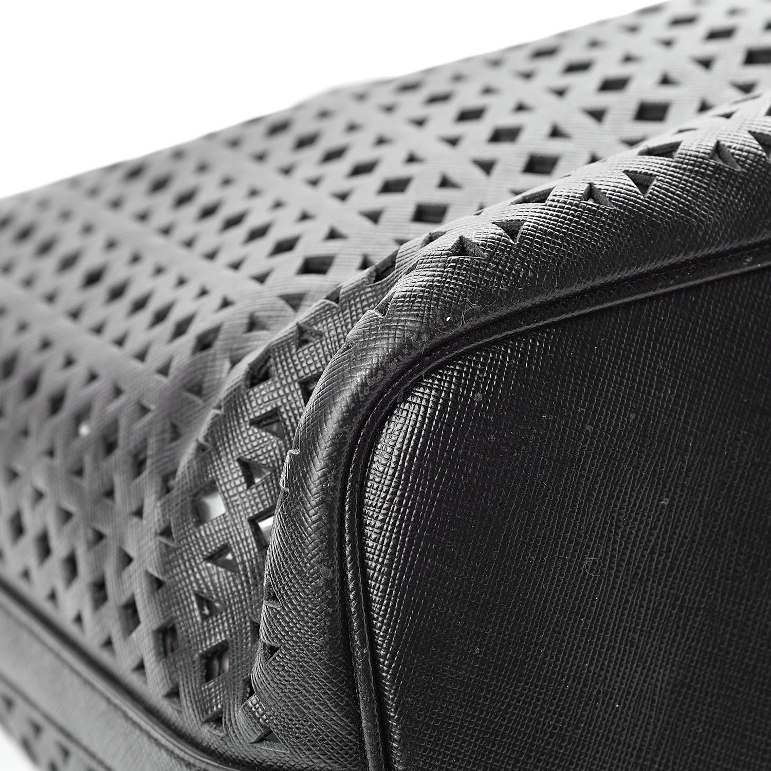 Prada Saffiano Perforated Tote Black 11 of 17