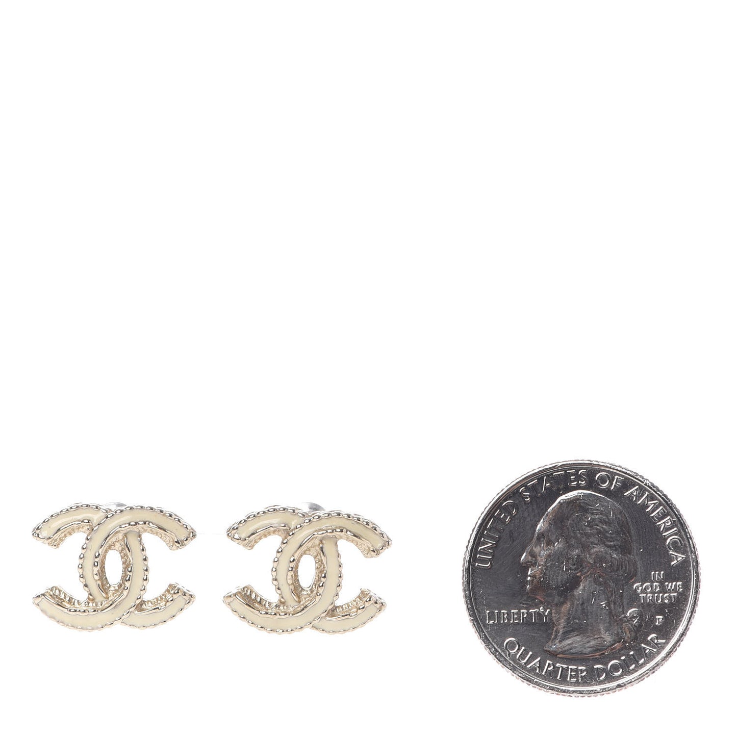 Enamel CC Earrings Ivory Gold
