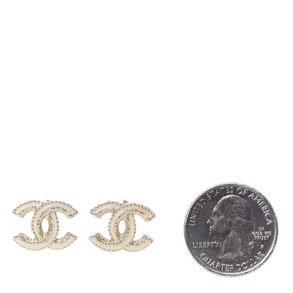 Chanel Enamel CC Earrings Ivory Gold 2 of 4
