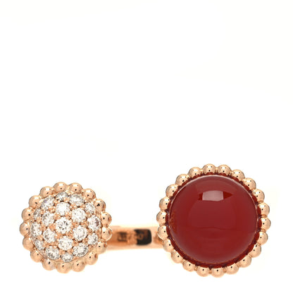 Van Cleef & Arpels 18K Rose Gold Diamond Carnelian Perlee Couleurs Between The Finger Ring 62 10 1 of 5