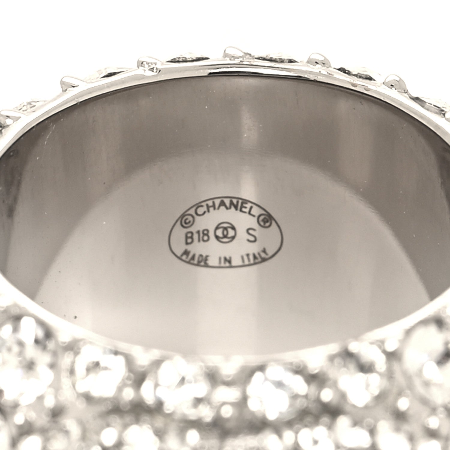 Chanel Crystal CC Ring 52 6 Silver 4 of 5