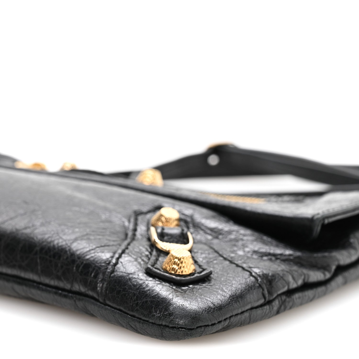 Balenciaga Agneau Giant 12 Gold Hardware Envelope Strap Clutch Black 10 of 10