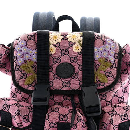 Gucci Monogram Multicolor Floral Embroidered Large Retro Interlocking G Three Pocket Backpack Pink Blue Multicolor 8 of 10
