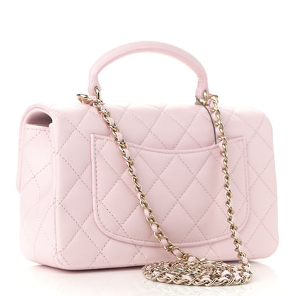 Chanel Lambskin Quilted Mini Top Handle Rectangular Flap Light Pink 3 of 10