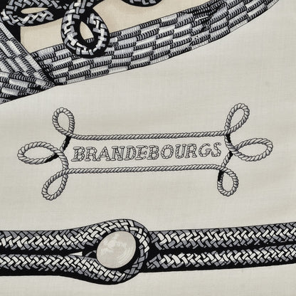 Hermes Cashmere Silk Brandebourgs Shawl 140 White Black Mastic 3 of 7