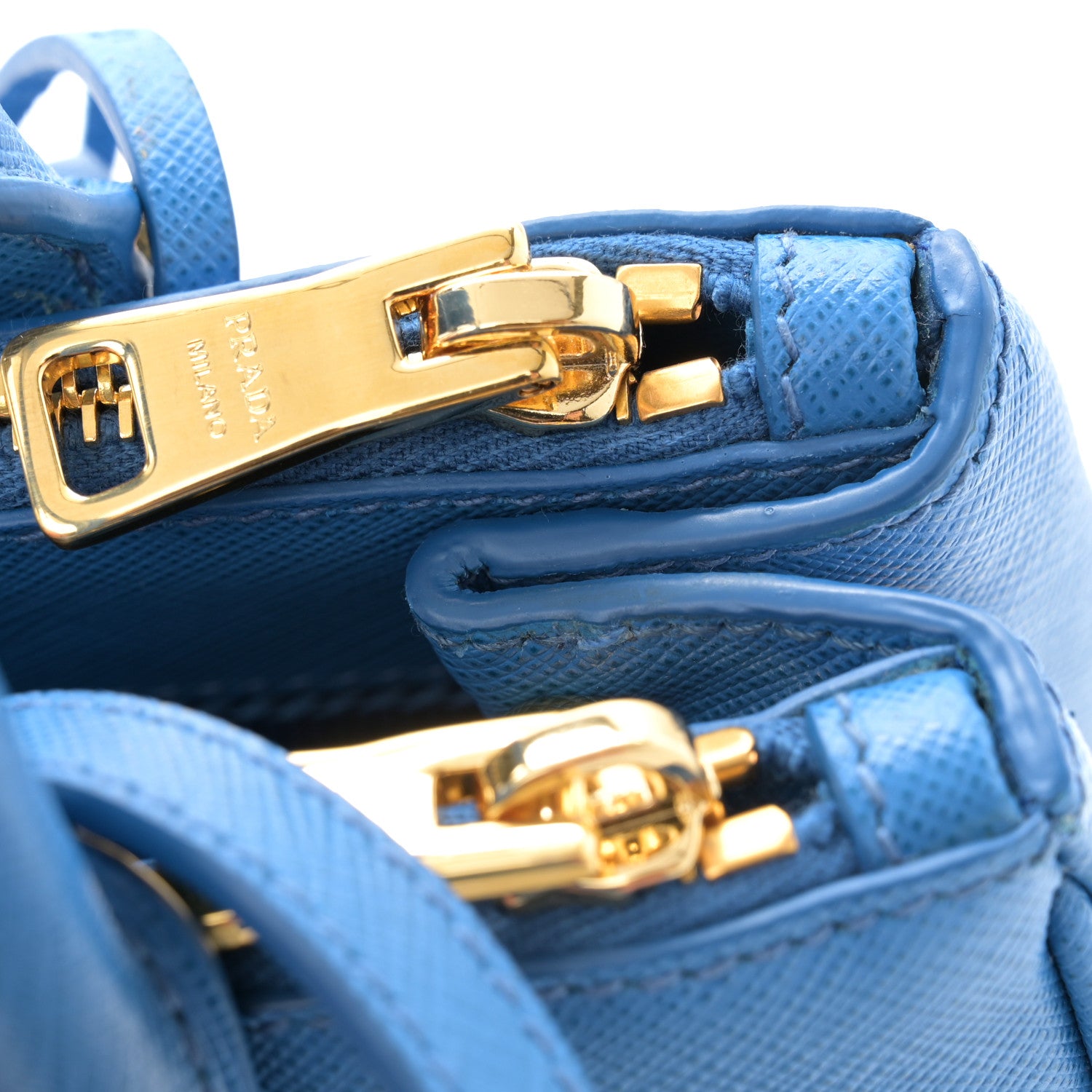Prada Saffiano Lux Mini Galleria Double Zip Tote Azzurro 10 of 10
