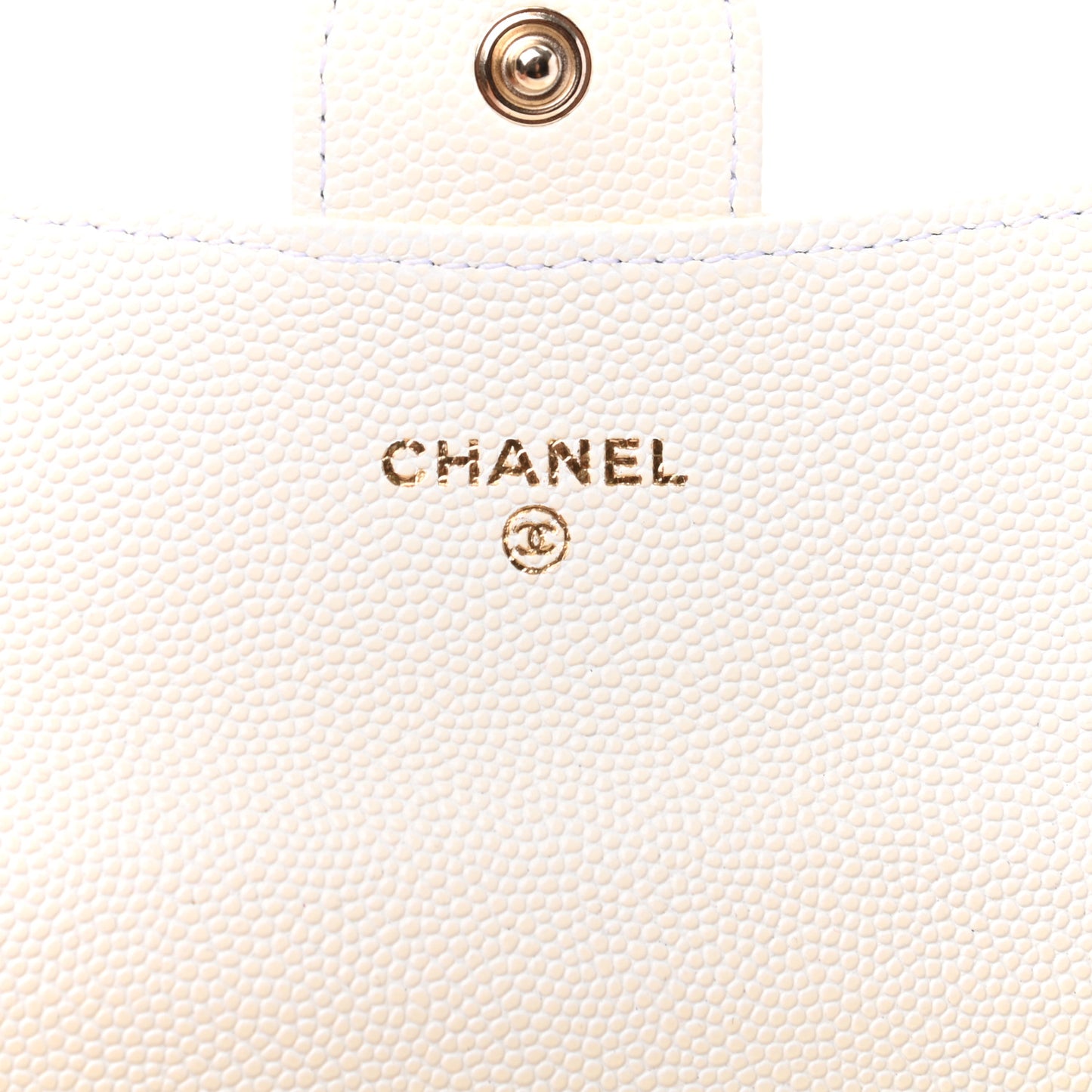 Caviar Quilted Flap Card Holder Wallet White