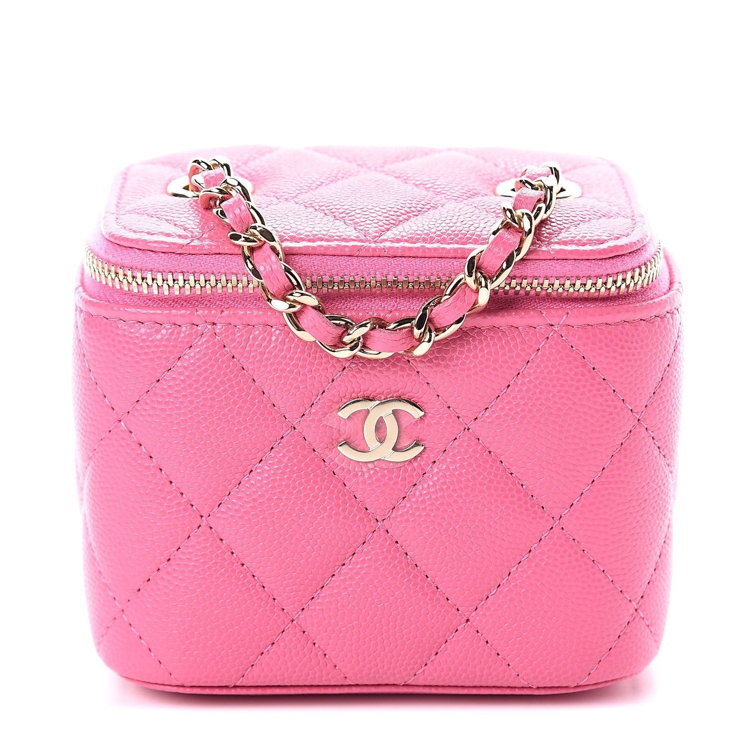Chanel Caviar Quilted Mini Vanity Case With Chain Pink 1 of 8
