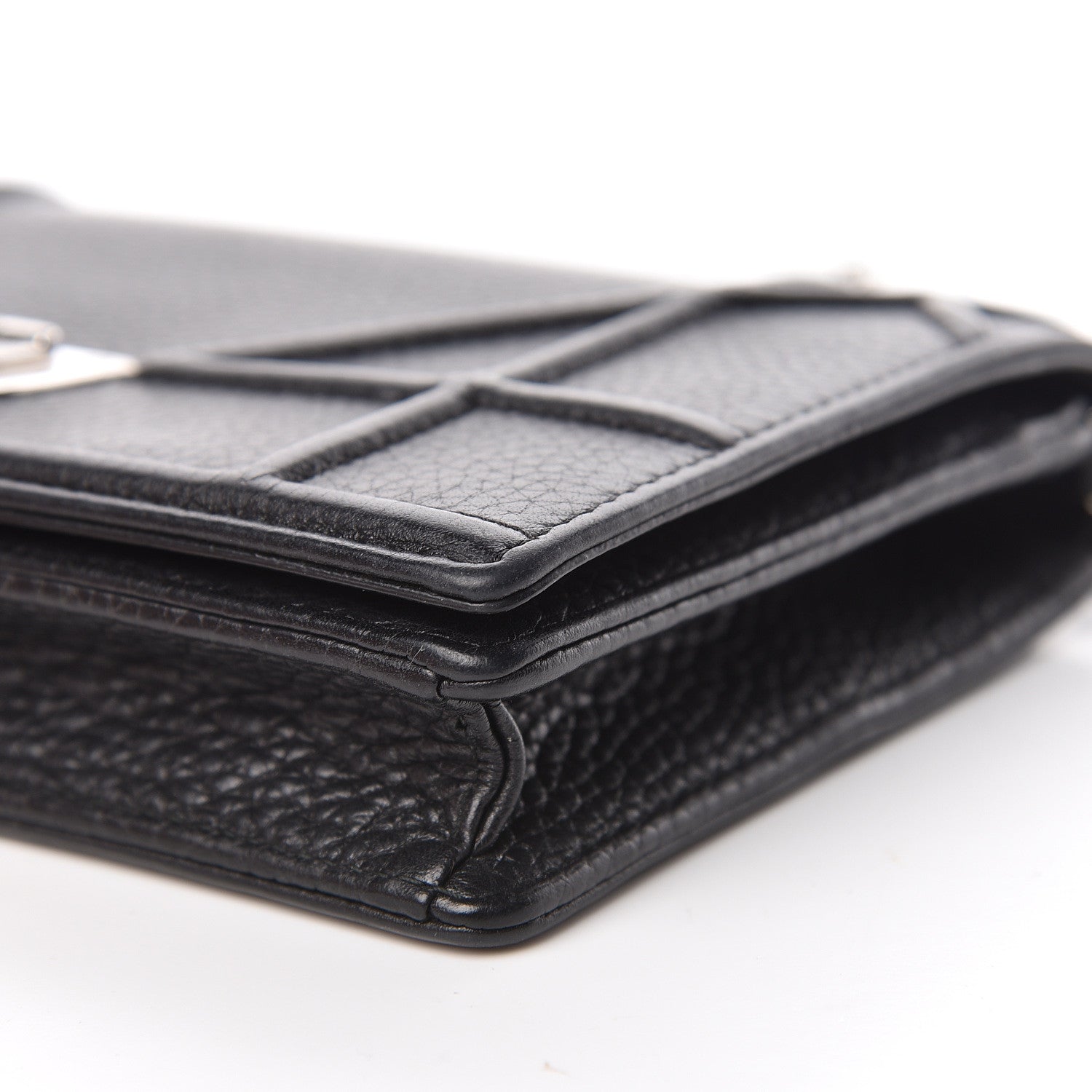 Christian Dior Grained Calfskin Diorama Wallet on Chain Pouch Black 14 of 18