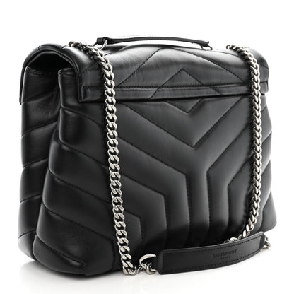Saint Laurent Calfskin Y Quilted Monogram Small Loulou Chain Satchel Black 3 of 12