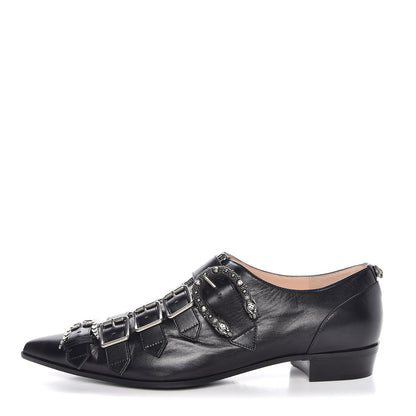 Gucci Malaga Kid Womens Susan Buckle Loafers 39 Black 1 of 8