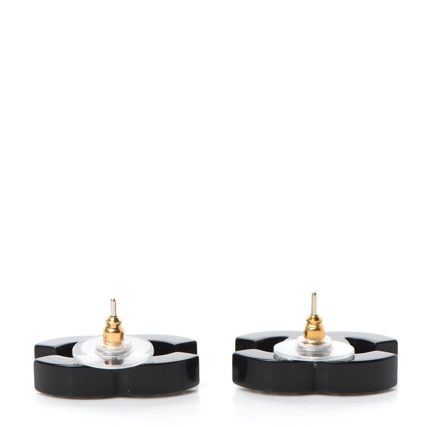 Resin Crystal CC Earrings Black