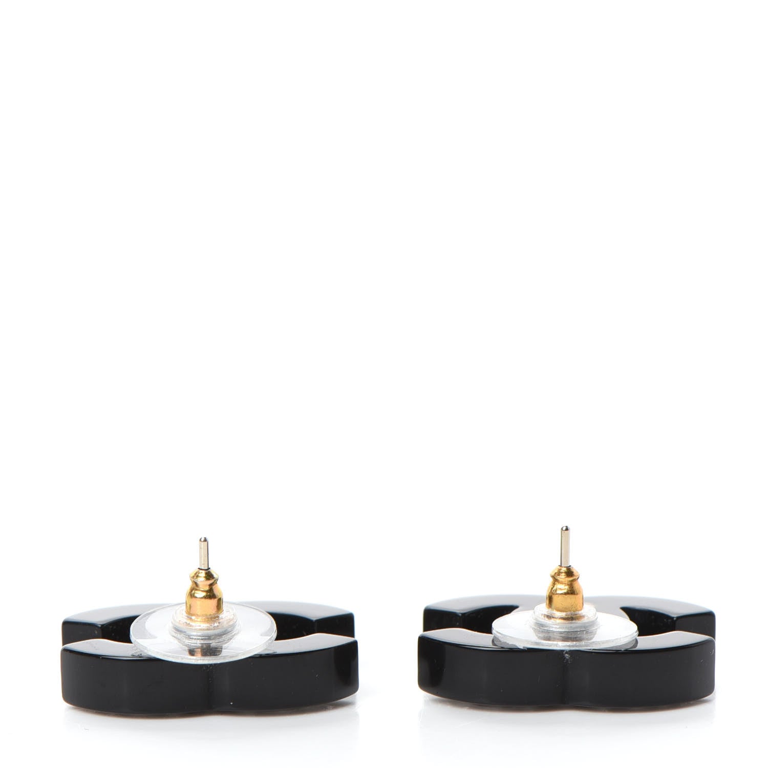 Chanel Resin Crystal CC Earrings Black 3 of 5