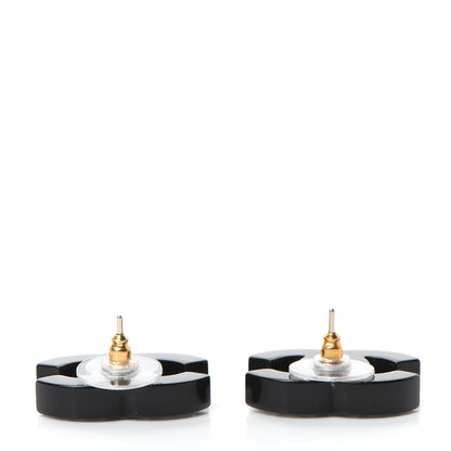 Chanel Resin Crystal CC Earrings Black 3 of 5