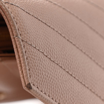 Saint Laurent Grain De Poudre Matelasse Chevron Monogram Flap Wallet Pale Pink 7 of 10
