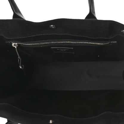 Saint Laurent Raffia Linen Calfskin Small Rive Gauche Tote Black 5 of 8