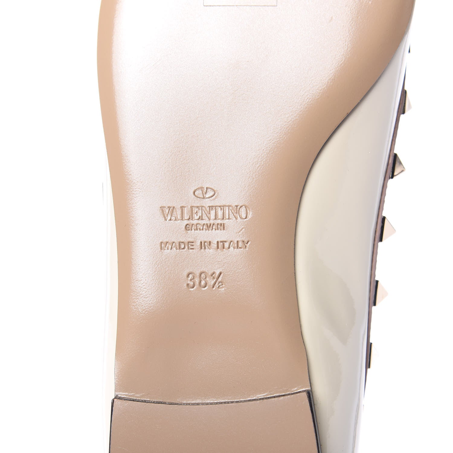 Valentino Garavani Patent Rockstud Ballerina Flats 38.5 Light Ivory Poudre 8 of 9