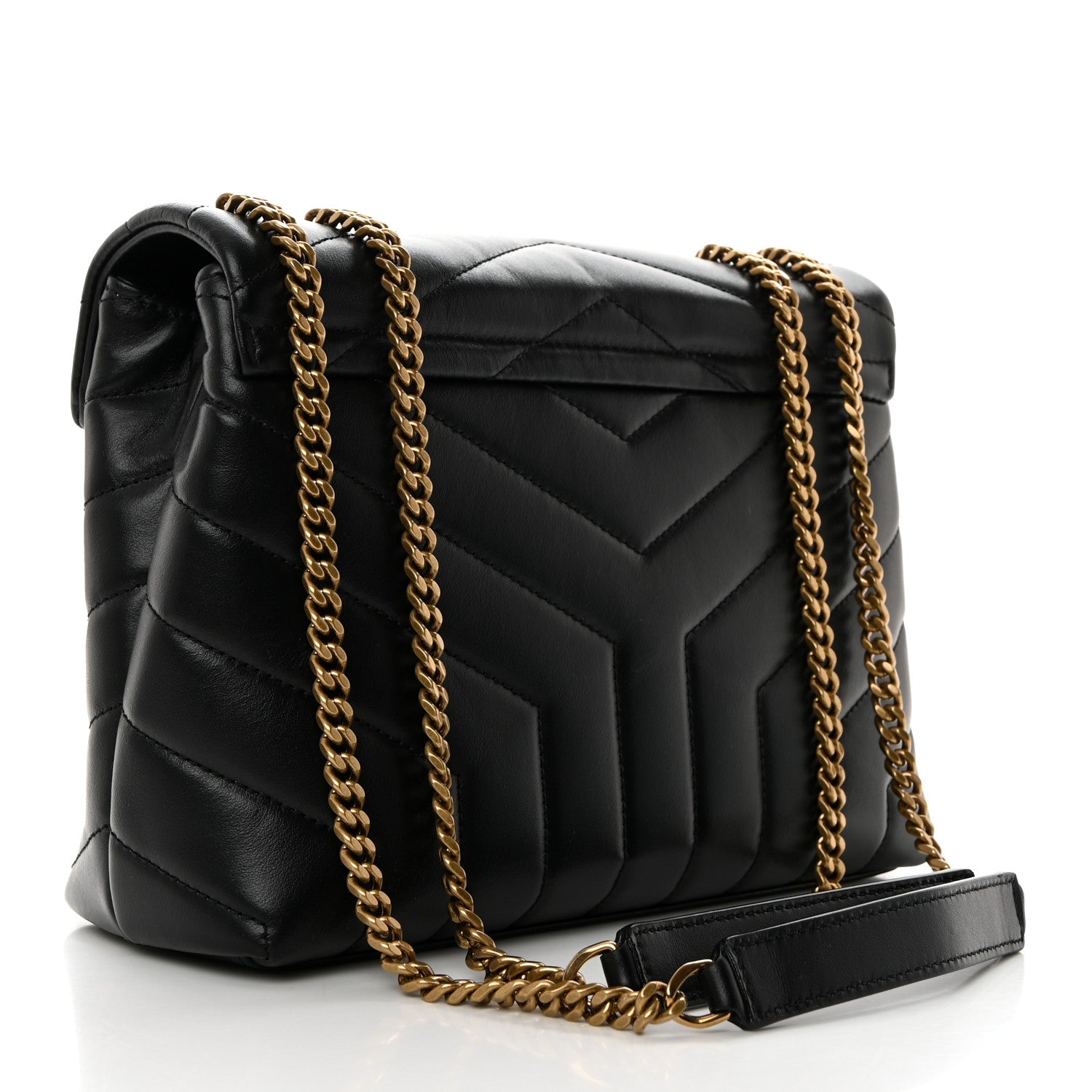 Saint Laurent Calfskin Y Quilted Monogram Small Loulou Chain Satchel Black 2 of 11