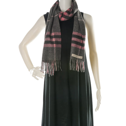 Burberry Cashmere Giant Check Fringe Scarf Antique Blush 2 of 6