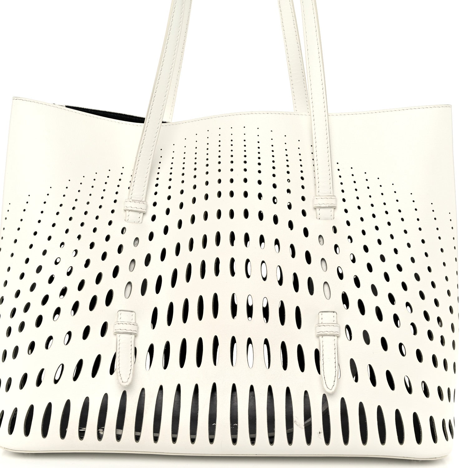 Alaia Calfskin Laser Cut Mina 32 Bag White 9 of 12