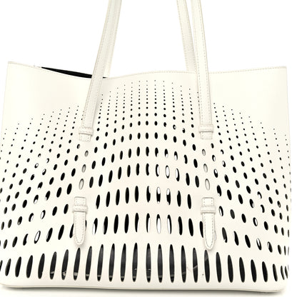 Alaia Calfskin Laser Cut Mina 32 Bag White 9 of 12