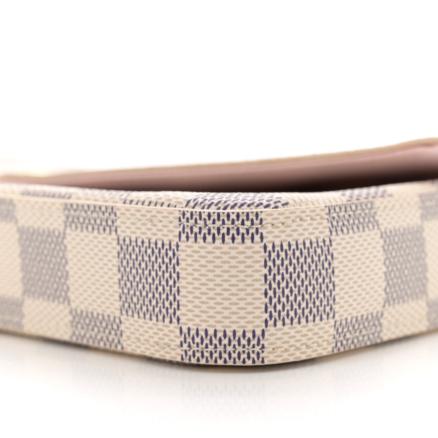 Damier Azur Pochette Felicie Chain Wallet Rose Ballerine
