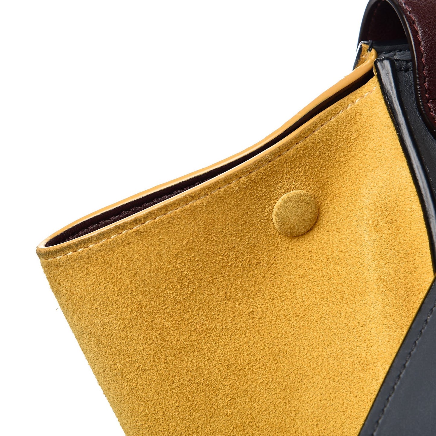 Smooth Calfskin Suede Medium Tri-Color Trapeze Yellow