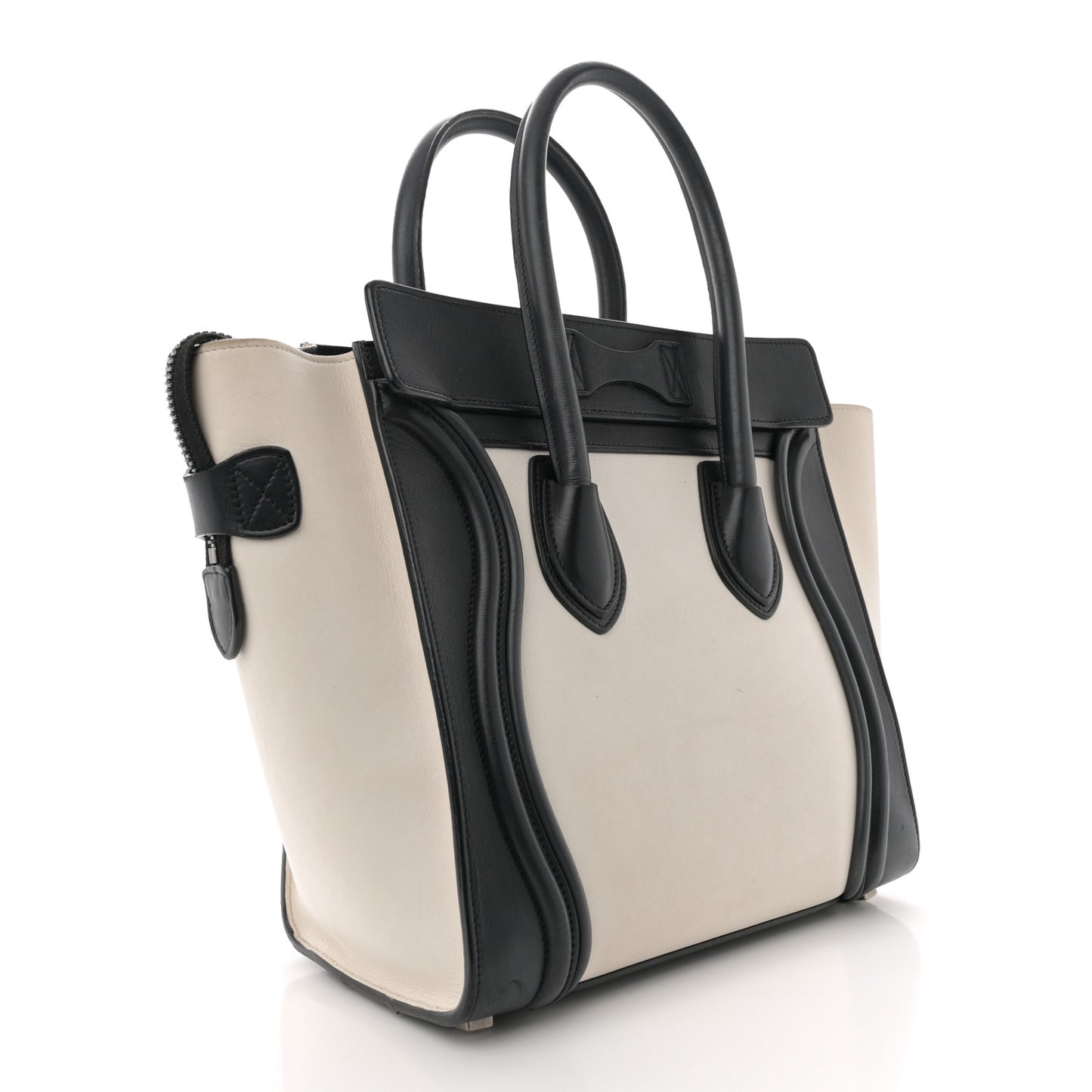 Smooth Calfskin Micro Bi-Color Luggage Black White