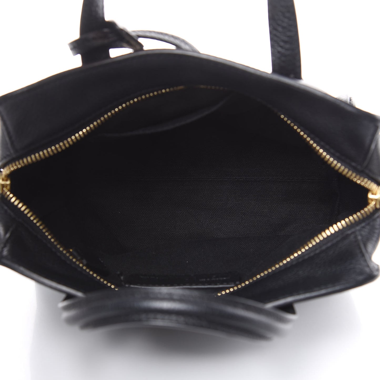 Pebbled Calfskin Mini Padlock Tote Black