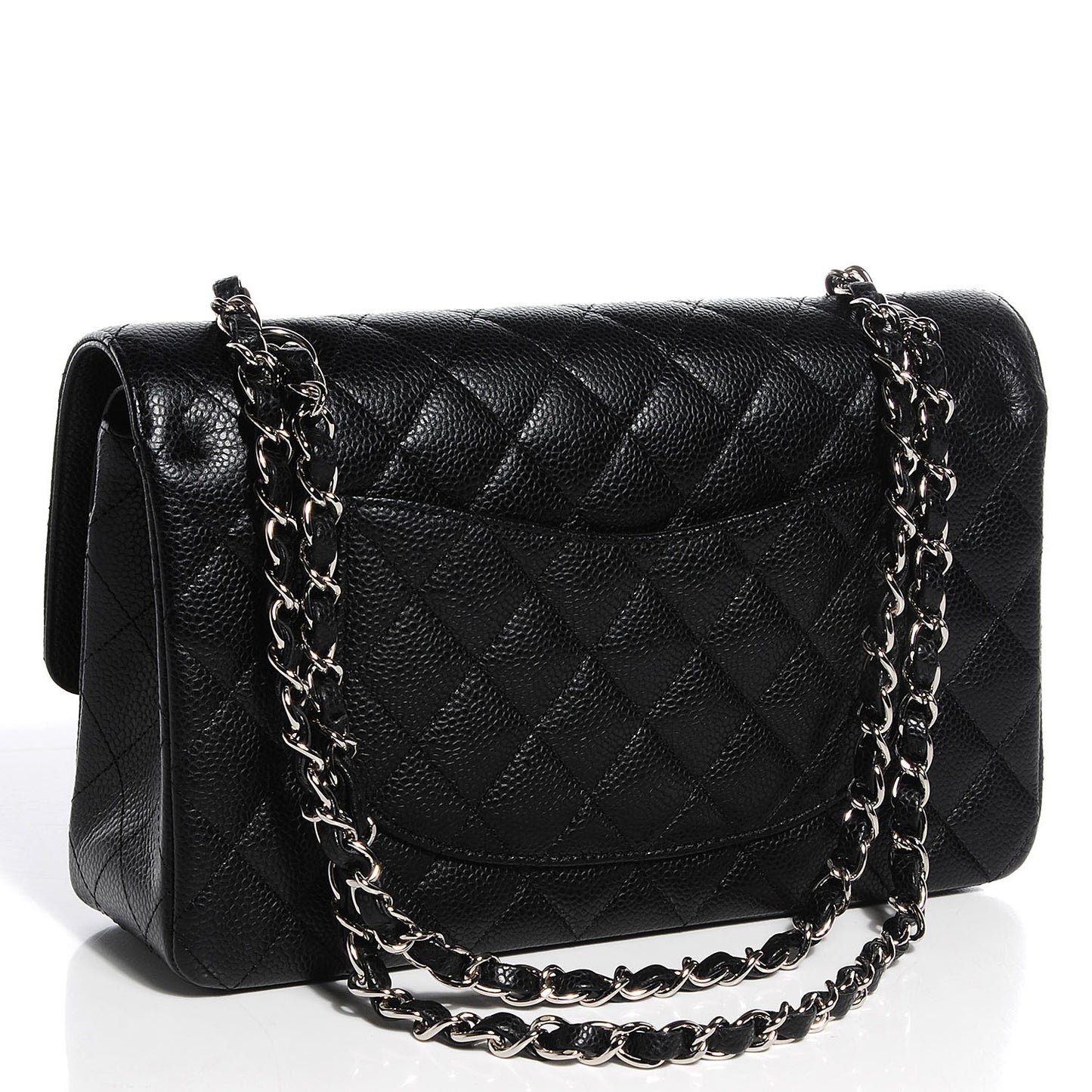 Caviar Quilted Medium Double Flap Black