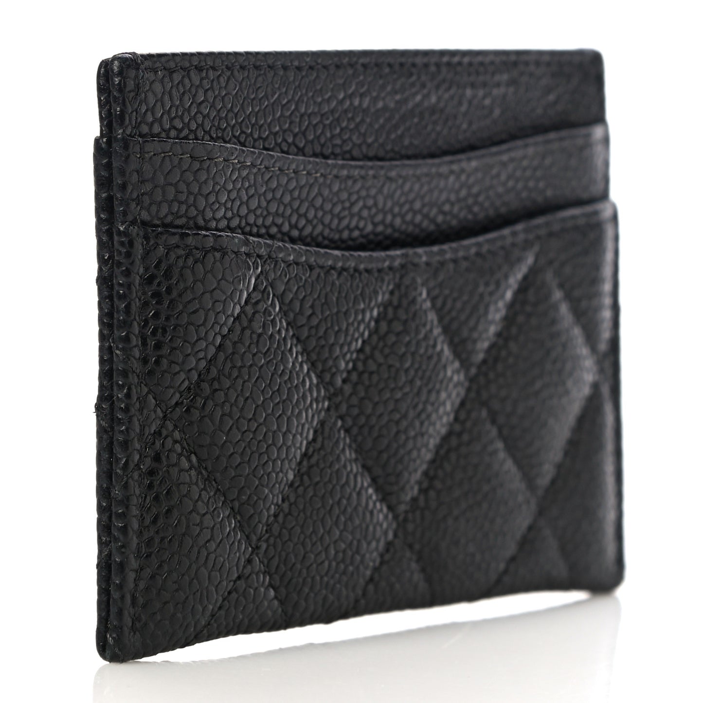 Caviar Quilted Card Holder Black