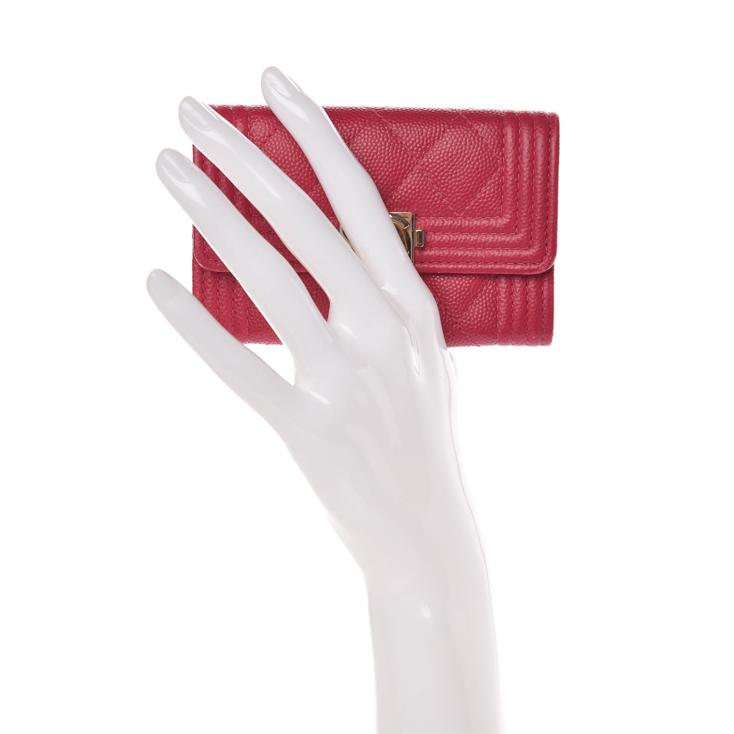 Caviar Quilted Boy Card Holder Wallet Fuchsia