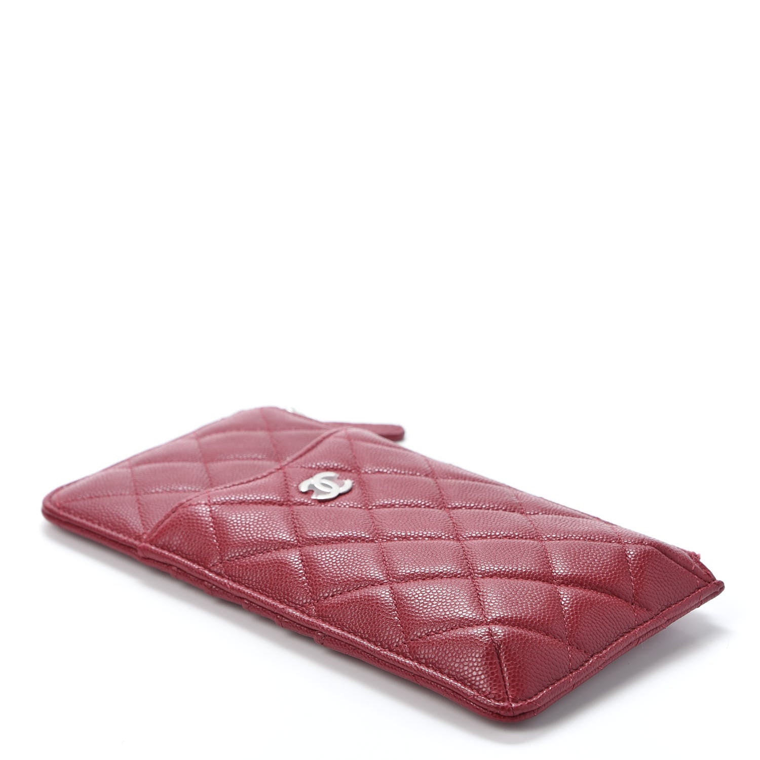 Chanel Caviar Quilted Classic Flat Wallet Pouch Red 2 of 8