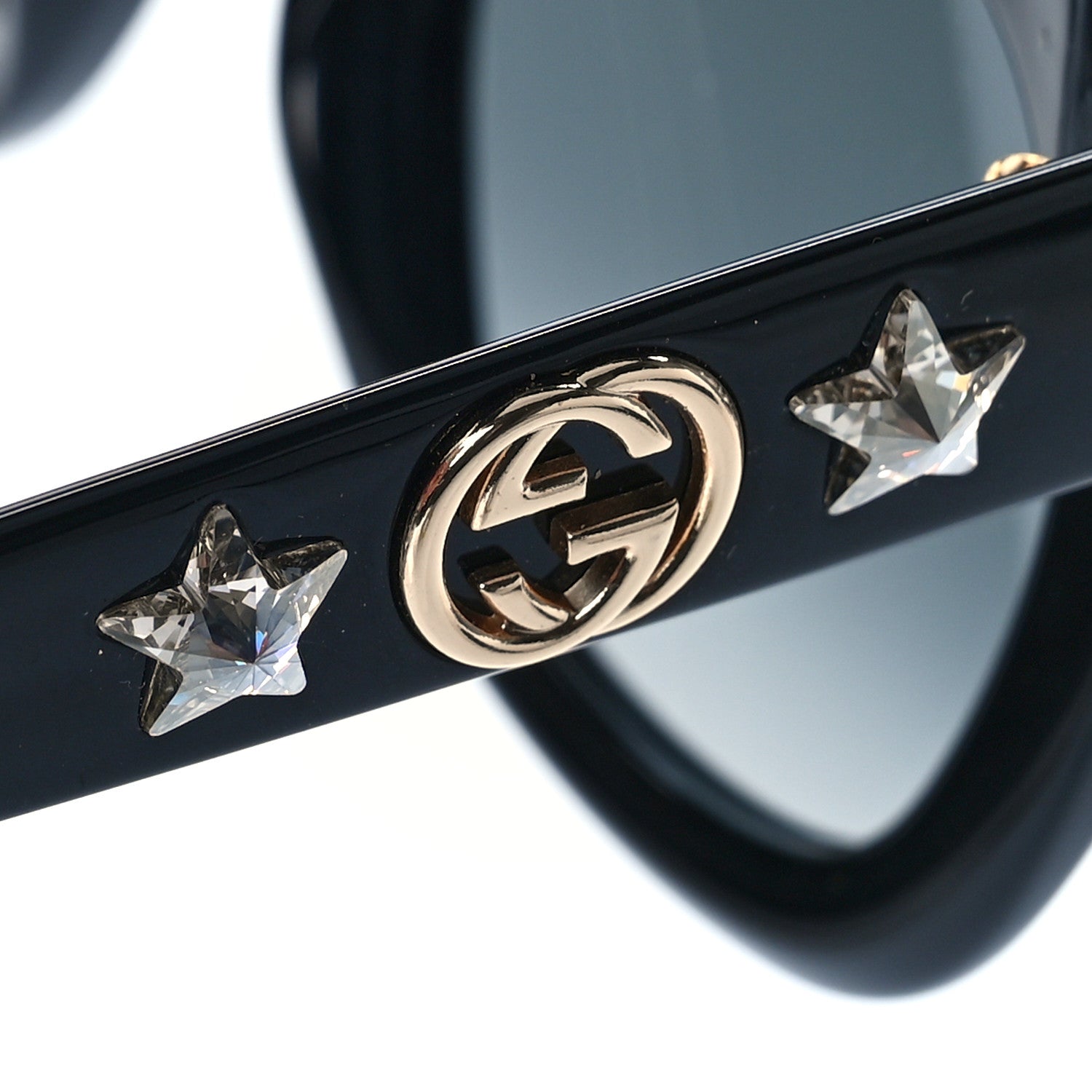 Gucci Acetate Crystal Star Round Frame Sunglasses GG0208S Black 8 of 8