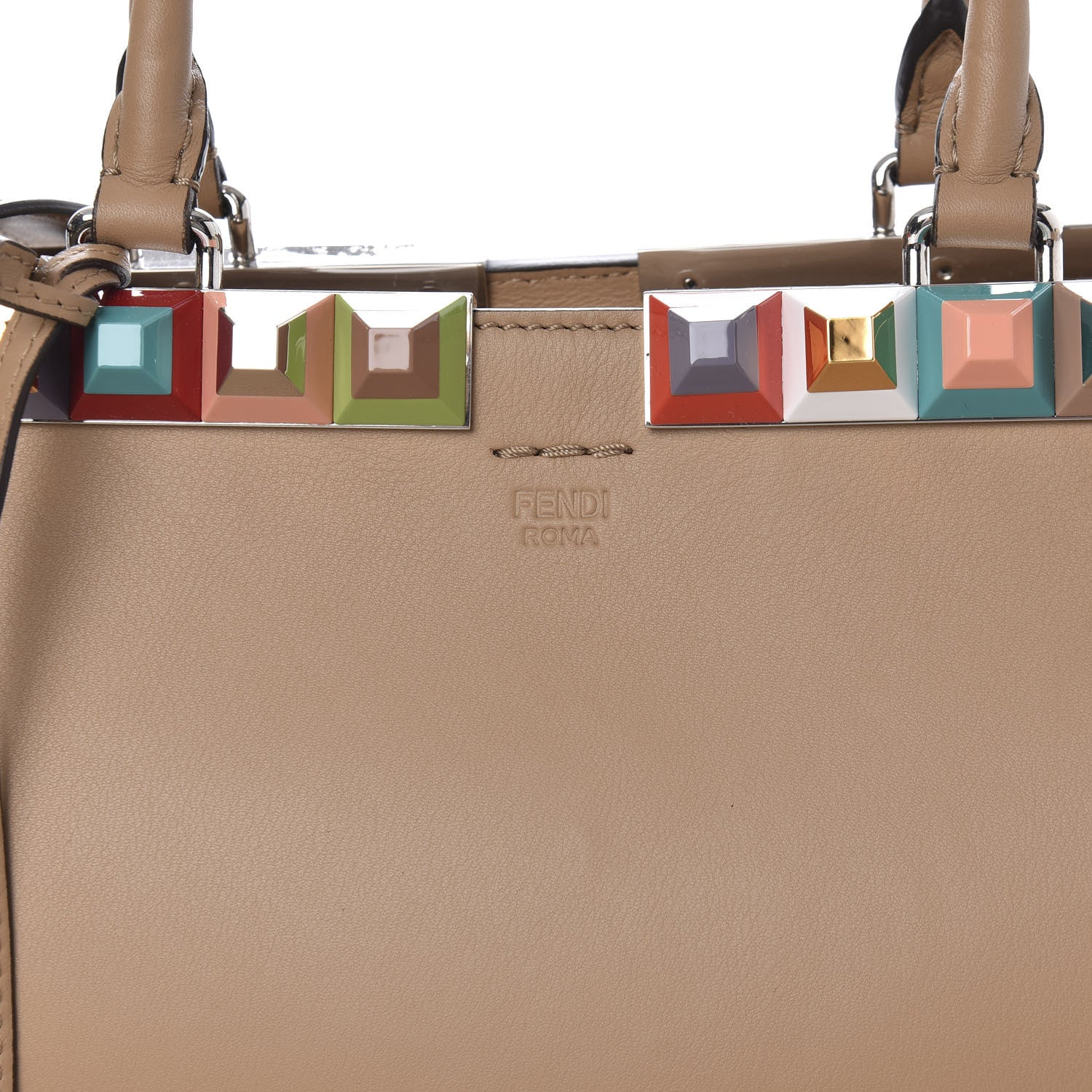 Fendi VItello Dolce Studded Petite 3Jours Tote Cuoio Multicolor 10 of 10