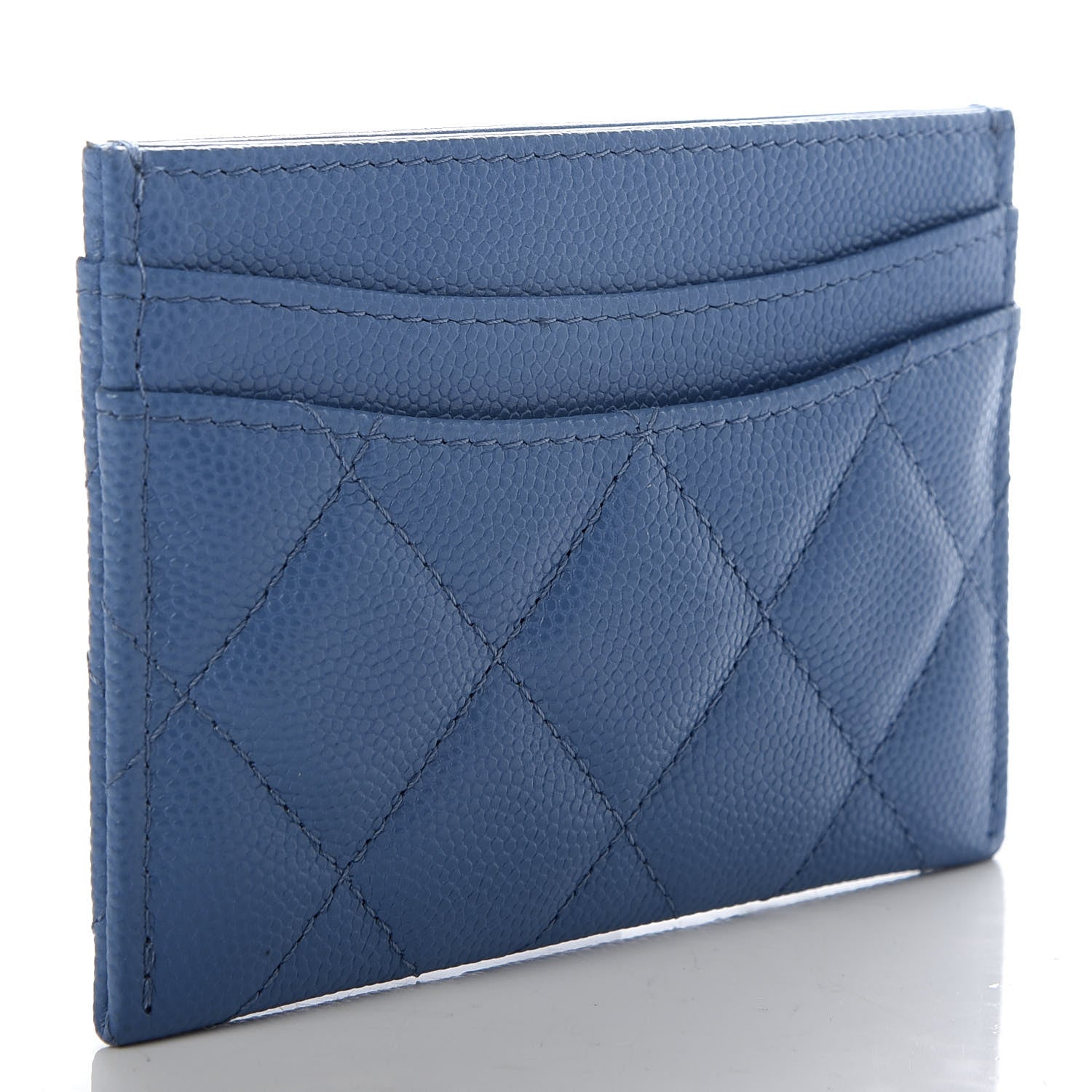 Chanel Caviar Quilted Card Holder Blue 3 of 9