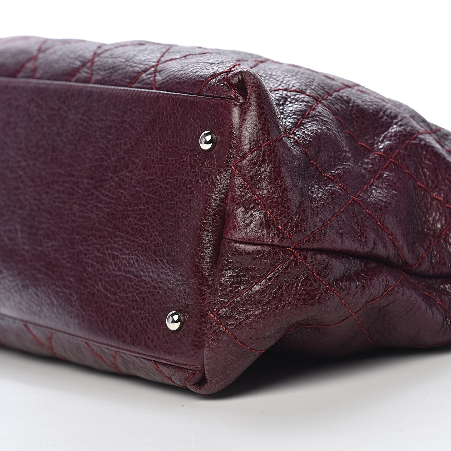 Glazed Calfskin Large On the Road Tote Plum