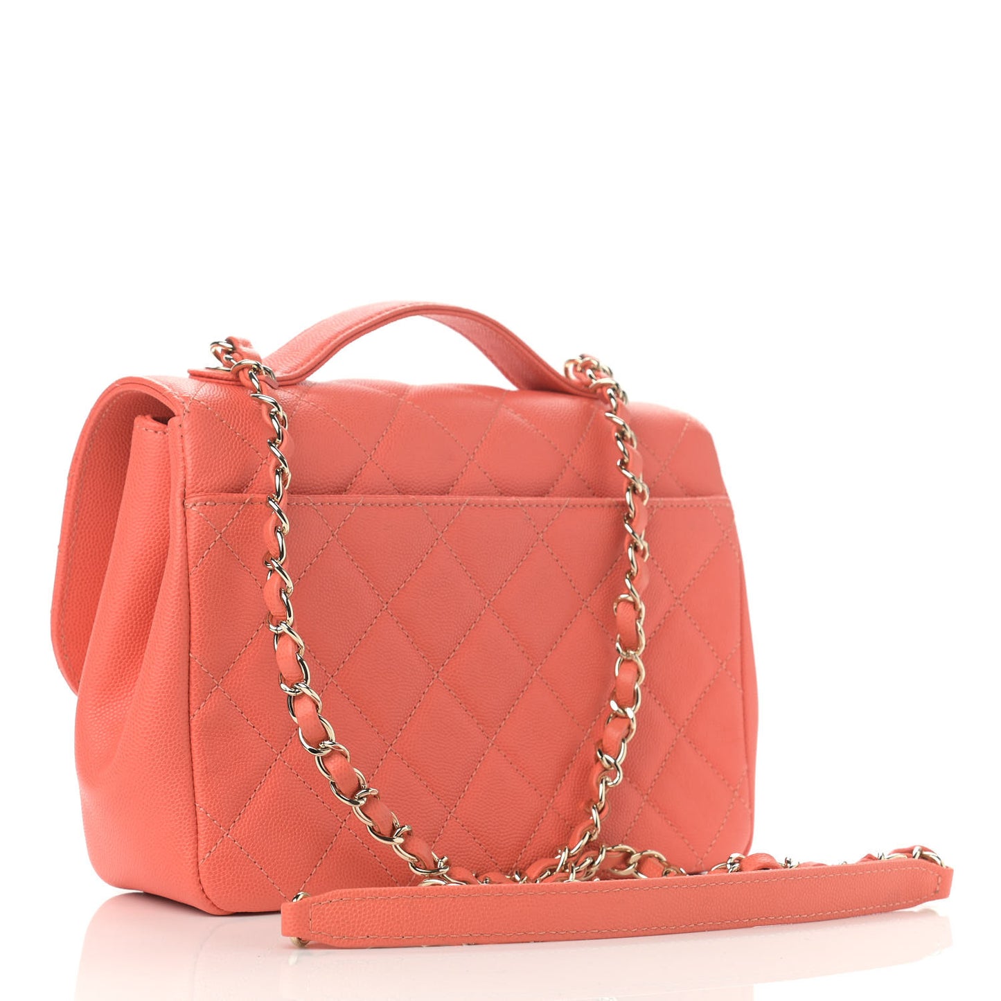 Caviar Quilted Medium Business Affinity Flap Coral