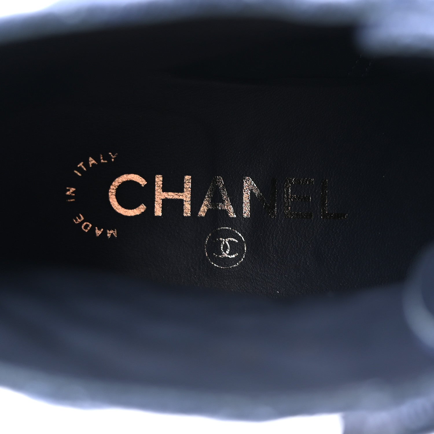 Chanel Denim Calfskin Quilted Lace Up Combat Boots 38.5 Blue 8 of 9